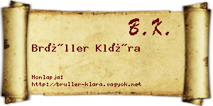 Brüller Klára névjegykártya